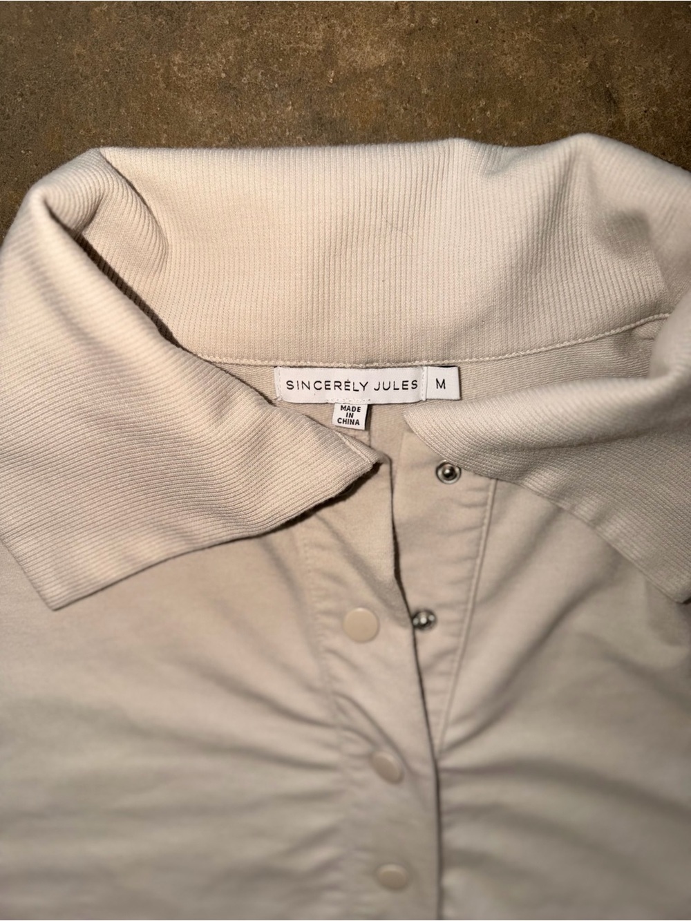 Sincerely Jules Cream Polo Collar Sweatshirt Pullover Relaxed Fit Medium - Picture 3 of 7